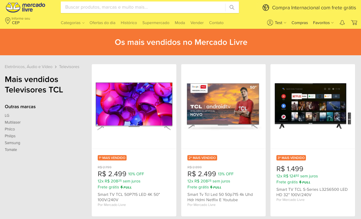 Mais vendidos no Mercado Livre – Identificando produtos