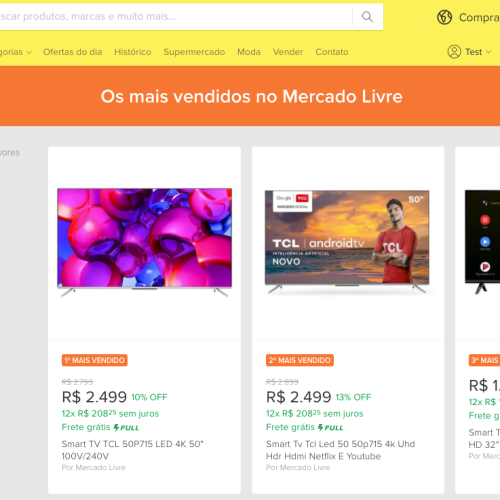 Mais vendidos no Mercado Livre – Identificando produtos