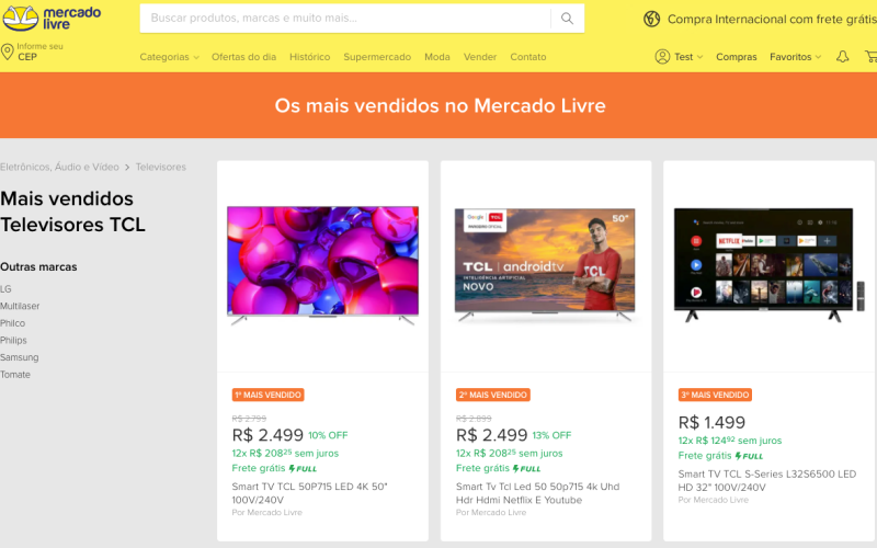 Mais vendidos no Mercado Livre – Identificando produtos